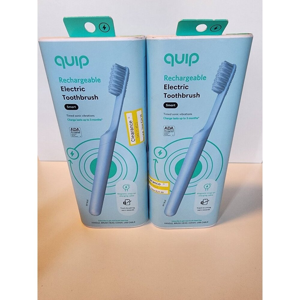 2 Pack quip Smart Rechargeable Sonic ElectricToothbrush, | Timer + Travel Case